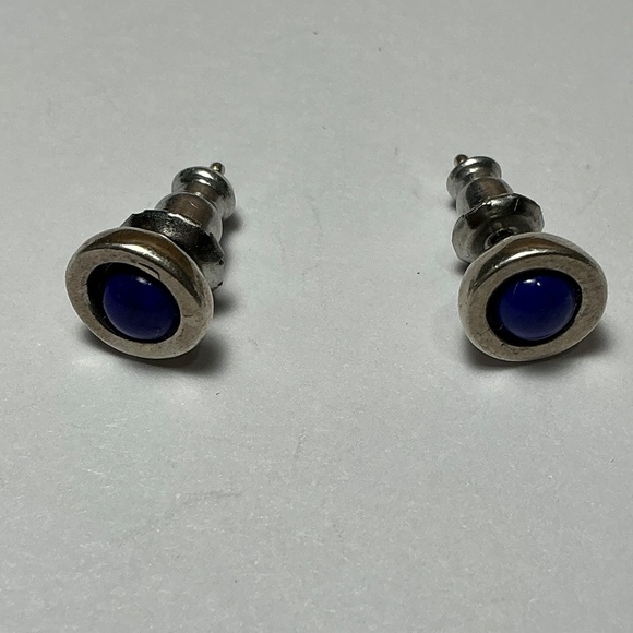 Sterling Silver Lapis Lazuli Stud Earrings - Picture 3 of 5